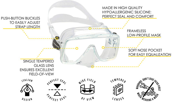 Cressi Frameless Adult Scuba Diving Mask: Wide Visibility, Silicone Skirt: SF1 : Quality Since 1946