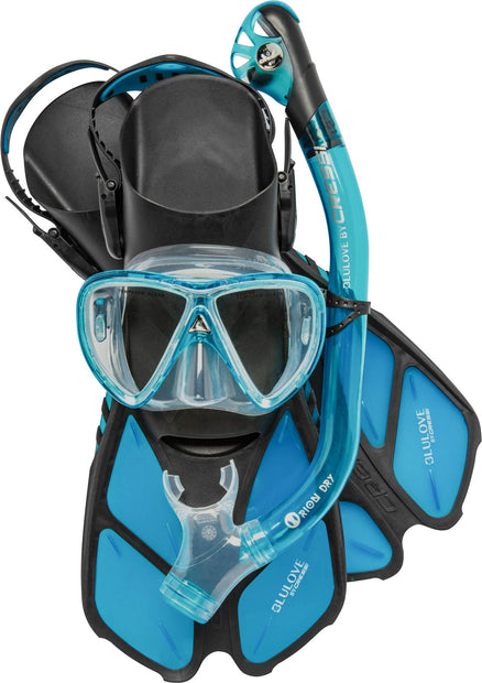 Cressi OceanSet Snorkeling Set(Translucent Aquamarine / Small/Medium)