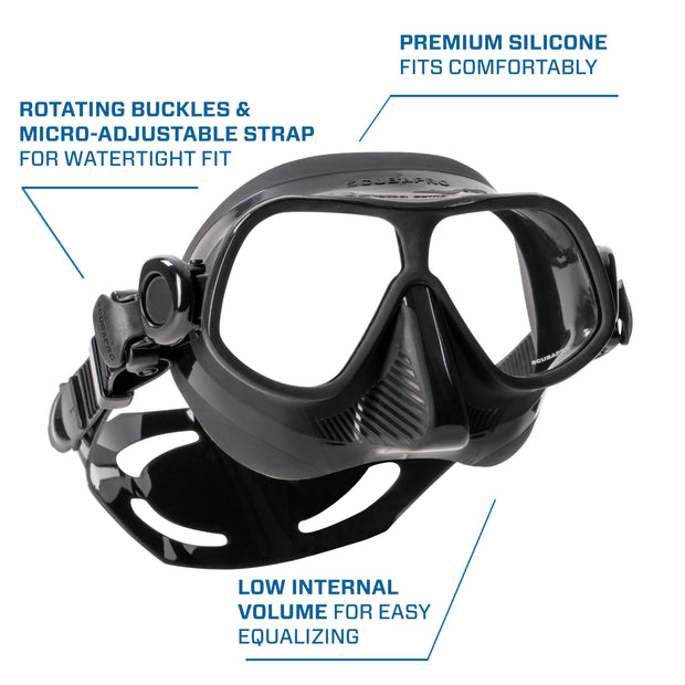 SCUBAPRO Steel Comp Freediving Mask, with Dual Lens and Frameless, Low Volume Design, Orange