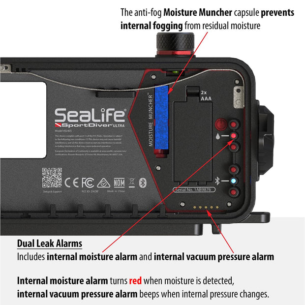 SeaLife Ultra Large Smartphone Housing & Sea Dragon 2500 Lumen Light, Waterproof Photography, Access Camera Controls, Leak Alarms, Fits Most Phones