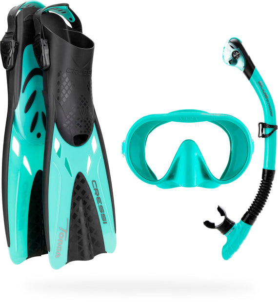 Cressi Explorer Snorkel Set(Aqua Green / Small-Medium)
