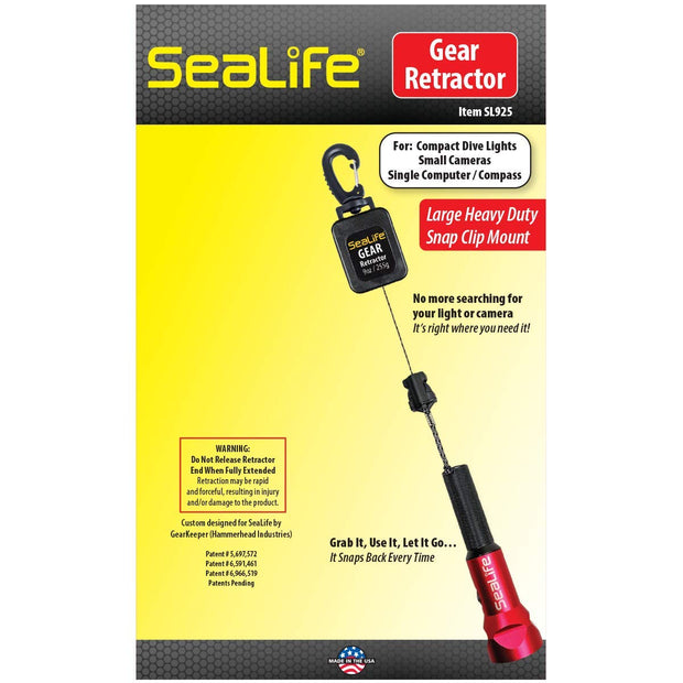 SeaLife Compact Underwater Retractor 9 oz. retraction Force; 32 Maximum Length. Holds Mini Lights, Micro Series and RM-4K Cameras