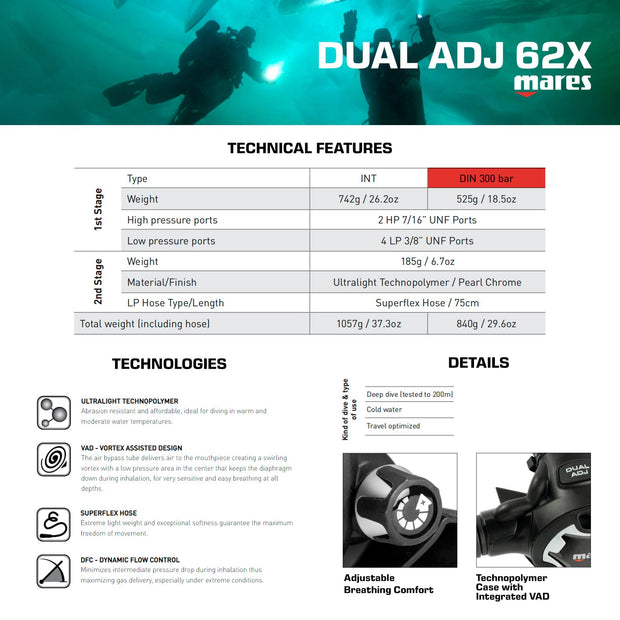 Mares Dual Adj 62X Regulator