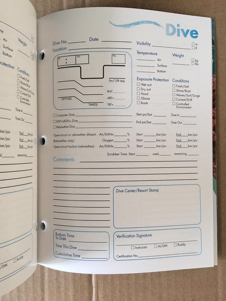 PADI Diver's Blue Log and Training Record