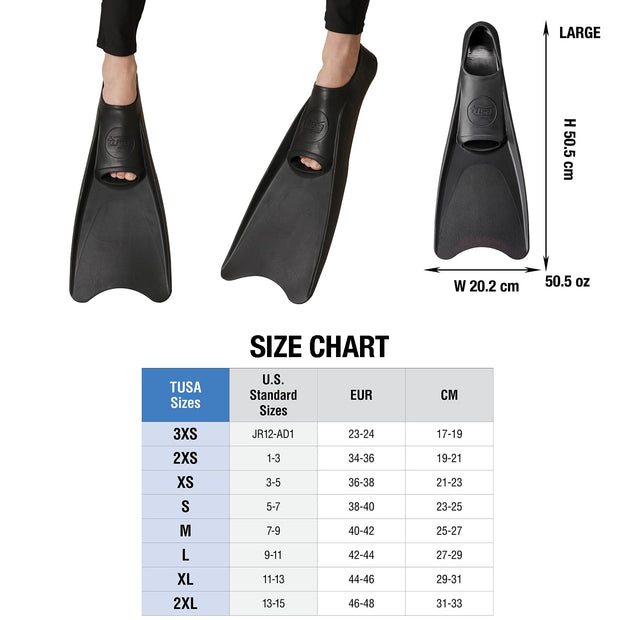 Tusa Sport Full Foot Rubber Snorkeling Fins