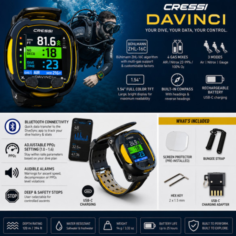 Cressi Da Vinci Wrist Dive Computer