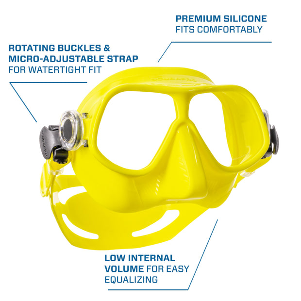 SCUBAPRO Steel Comp Freediving Mask, with Dual Lens and Frameless, Low Volume Design, Orange