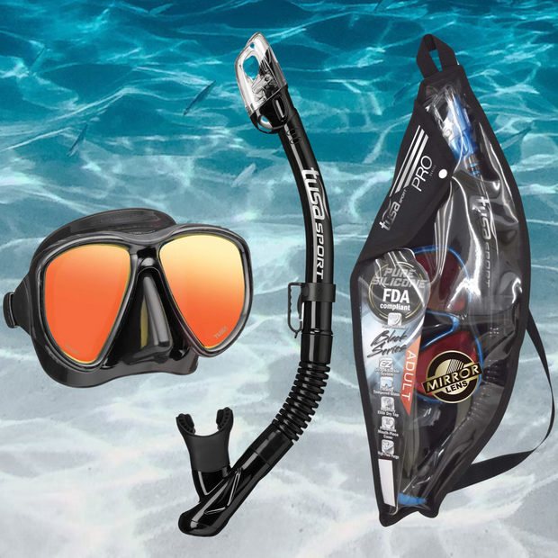 TUSA Sport Adult Powerview Mask and Dry Snorkel Combo