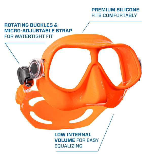 SCUBAPRO Steel Comp Freediving Mask, with Dual Lens and Frameless, Low Volume Design, Orange