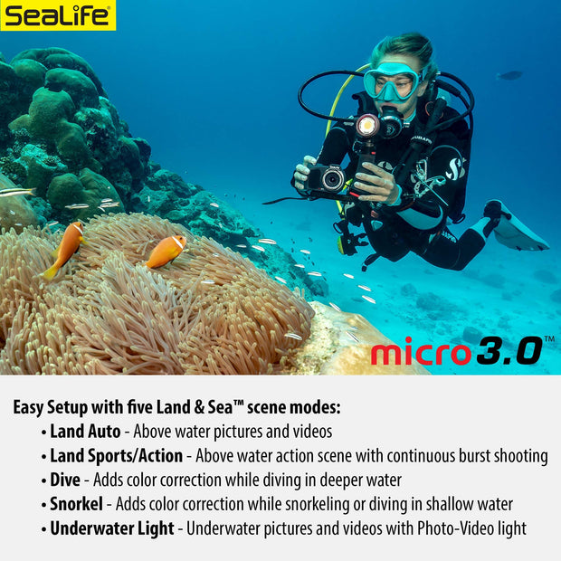 SeaLife Micro 3.0 Pro Duo 5000 Set Underwater Camera & Dual Light Set for Photography and Video, Easy Set-up, Wireless Transfer, Includes Travel case