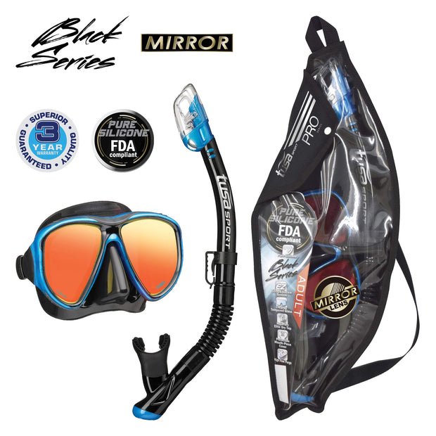 TUSA Sport Adult Powerview Mask and Dry Snorkel Combo