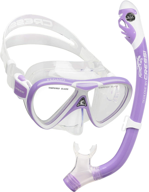 Cressi Ocean Kids Snorkel Combo(Lilac/White)