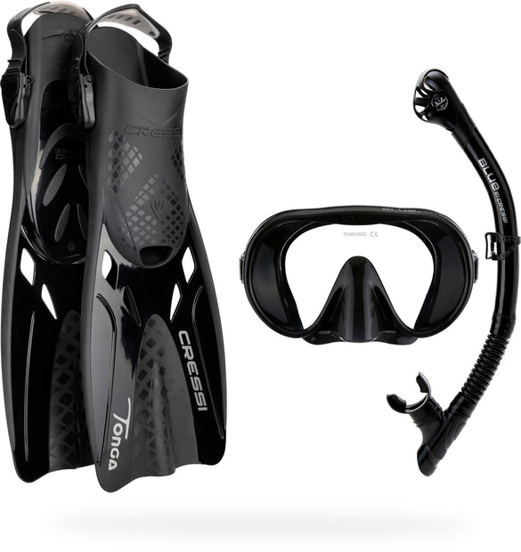 Cressi Explorer Snorkel Set(Black / Small/Medium)