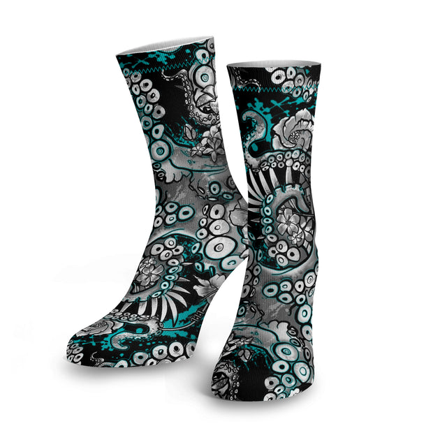 Spacefish Army Dive Socks(Electric Blue Octofloral)