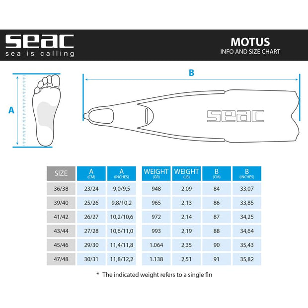 Seac Motus Long Blade Freediving Fins