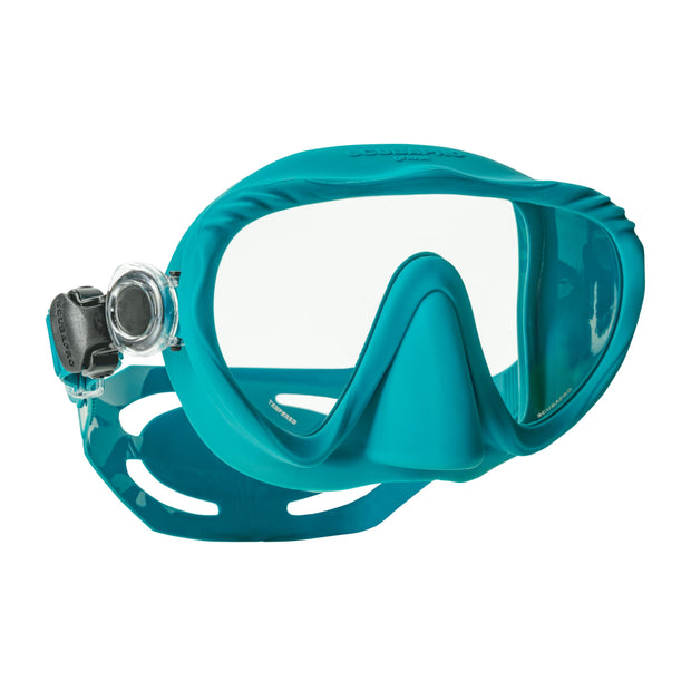 SCUBAPRO Ghost Scuba Dive Mask, Low-Volume Frameless Design w/Ultra Clear Single Lens, Silicone Skirt and Easy-Adjust Strap Buckles, Turquoise