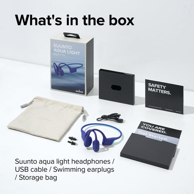 SUUNTO Aqua Light Swimming Open-Ear Bluetooth Headphone, 32GB MP3 Player for Running, Bone Conduction Headphone w/Dual-Mic, IP68 Waterproof, 10H Playtime & APP Support, 28g Lightweight, Reef Blue