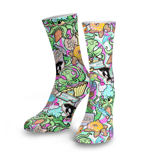 Spacefish Army Dive Socks(Candy Octopus)