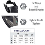 Tusa Sport Adult Powerview Mask, Dry Snorkel, and Fins Travel Set