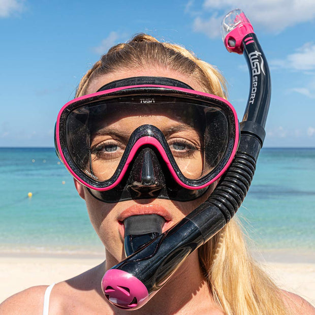 TUSA Sport Adult Serene Mask and Dry Snorkel Combo with Reusable Travel Bag