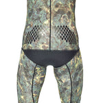 SEAC Pirana Lycra Two-Piece Camouflage Scuba Diving Spearfishing Wetsuit with Chest Guard and PU Protectors on Knees, Elbows and Lower Back
