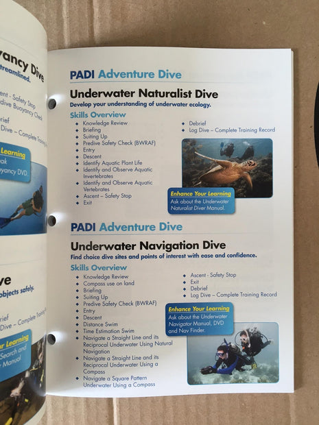 PADI Diver's Blue Log and Training Record