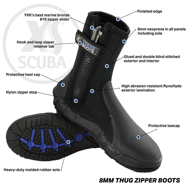 XS Scuba Thug 8mm Zippered Boots