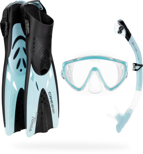 Cressi Adventure Snorkeling Set(Clear/Ice Cyan / S/M)