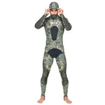 SEAC Pirana Lycra Two-Piece Camouflage Scuba Diving Spearfishing Wetsuit with Chest Guard and PU Protectors on Knees, Elbows and Lower Back