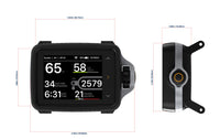 Oceanic O.i Wrist front and side dimension diagram with measurements in inches and millimeters.