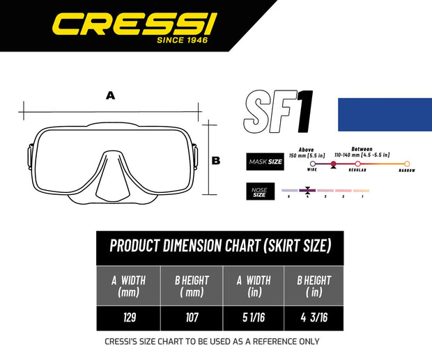 Cressi Frameless Adult Scuba Diving Mask: Wide Visibility, Silicone Skirt: SF1 : Quality Since 1946