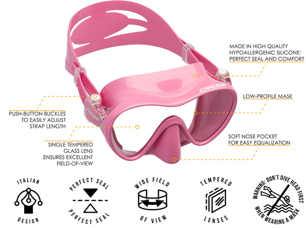 Cressi F1, Scuba Diving Snorkeling Frameless Mask - Perfect Seal Silicone  Skirt - Cressi: Quality Since 1946