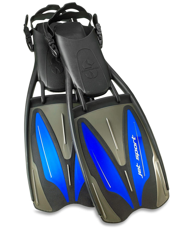 Scubapro Unisex Jet Sport Open Heel Scuba Dive Fins(Black Blue / X-Small)