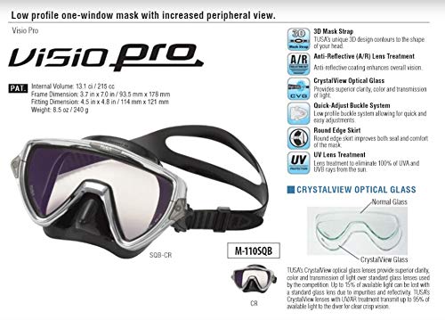 TUSA M-110 Visio Uno Pro Scuba Diving Mask, Chrome